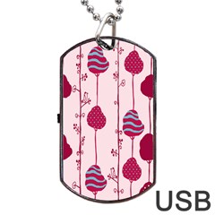 Original Tree Bird Leaf Flower Floral Pink Wave Chevron Blue Polka Dots Dog Tag Usb Flash (one Side) by Mariart