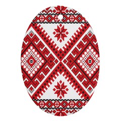 Model Traditional Draperie Line Red White Triangle Ornament (oval) by Mariart