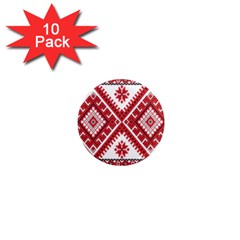 Model Traditional Draperie Line Red White Triangle 1  Mini Magnet (10 Pack) 