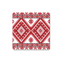 Model Traditional Draperie Line Red White Triangle Square Magnet by Mariart