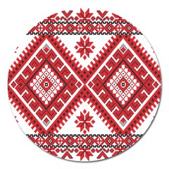 Model Traditional Draperie Line Red White Triangle Magnet 5  (round) by Mariart