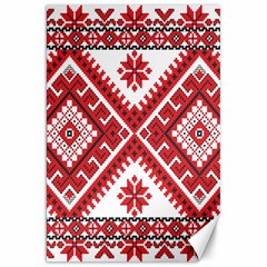 Model Traditional Draperie Line Red White Triangle Canvas 20  X 30   by Mariart