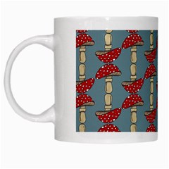 Mushroom Madness Red Grey Polka Dots White Mugs