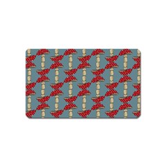 Mushroom Madness Red Grey Polka Dots Magnet (name Card) by Mariart