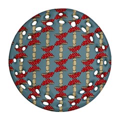 Mushroom Madness Red Grey Polka Dots Ornament (round Filigree)