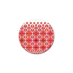 Plaid Red Star Flower Floral Fabric Golf Ball Marker