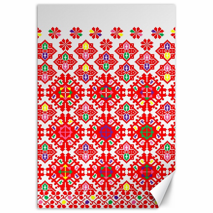 Plaid Red Star Flower Floral Fabric Canvas 20  x 30  