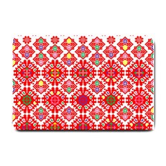 Plaid Red Star Flower Floral Fabric Small Doormat 