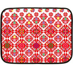 Plaid Red Star Flower Floral Fabric Double Sided Fleece Blanket (mini) 