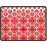 Plaid Red Star Flower Floral Fabric Double Sided Fleece Blanket (Large)  80 x60  Blanket Front