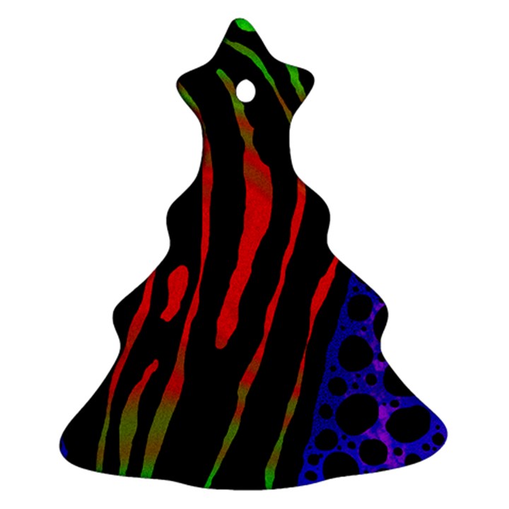 Frog Spectrum Polka Line Wave Rainbow Christmas Tree Ornament (Two Sides)