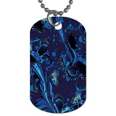 Pattern Butterfly Blue Stone Dog Tag (one Side)