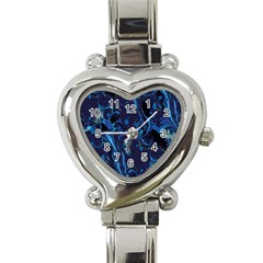 Pattern Butterfly Blue Stone Heart Italian Charm Watch
