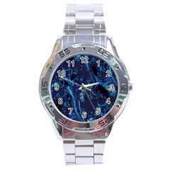 Pattern Butterfly Blue Stone Stainless Steel Analogue Watch