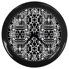 Psychedelic Pattern Flower Black Wall Clocks (black)