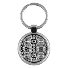 Psychedelic Pattern Flower Black Key Chains (round)  by Mariart