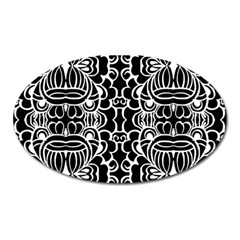 Psychedelic Pattern Flower Black Oval Magnet