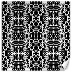 Psychedelic Pattern Flower Black Canvas 16  X 16  