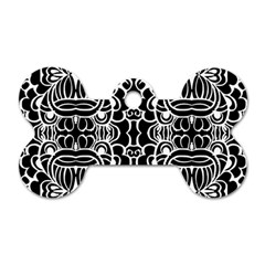 Psychedelic Pattern Flower Black Dog Tag Bone (two Sides) by Mariart