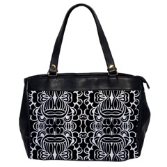 Psychedelic Pattern Flower Black Office Handbags