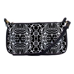 Psychedelic Pattern Flower Black Shoulder Clutch Bags by Mariart