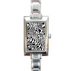 Psychedelic Zebra Black White Line Rectangle Italian Charm Watch