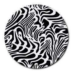 Psychedelic Zebra Black White Line Round Mousepads