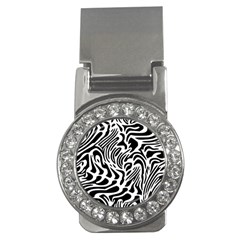 Psychedelic Zebra Black White Line Money Clips (cz)  by Mariart