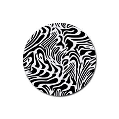 Psychedelic Zebra Black White Line Rubber Round Coaster (4 pack) 