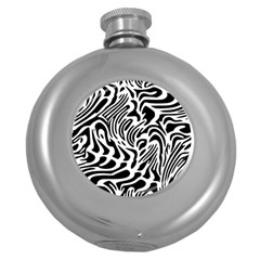 Psychedelic Zebra Black White Line Round Hip Flask (5 oz)