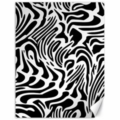 Psychedelic Zebra Black White Line Canvas 18  x 24  