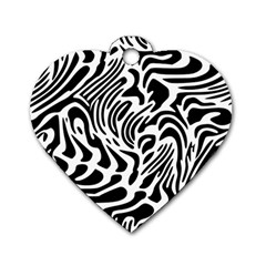 Psychedelic Zebra Black White Line Dog Tag Heart (Two Sides)