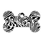 Psychedelic Zebra Black White Line Dog Tag Bone (Two Sides) Back