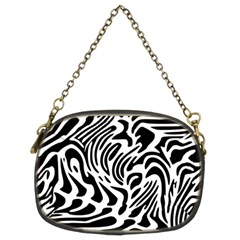 Psychedelic Zebra Black White Line Chain Purses (Two Sides) 