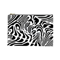 Psychedelic Zebra Black White Line Cosmetic Bag (Large) 