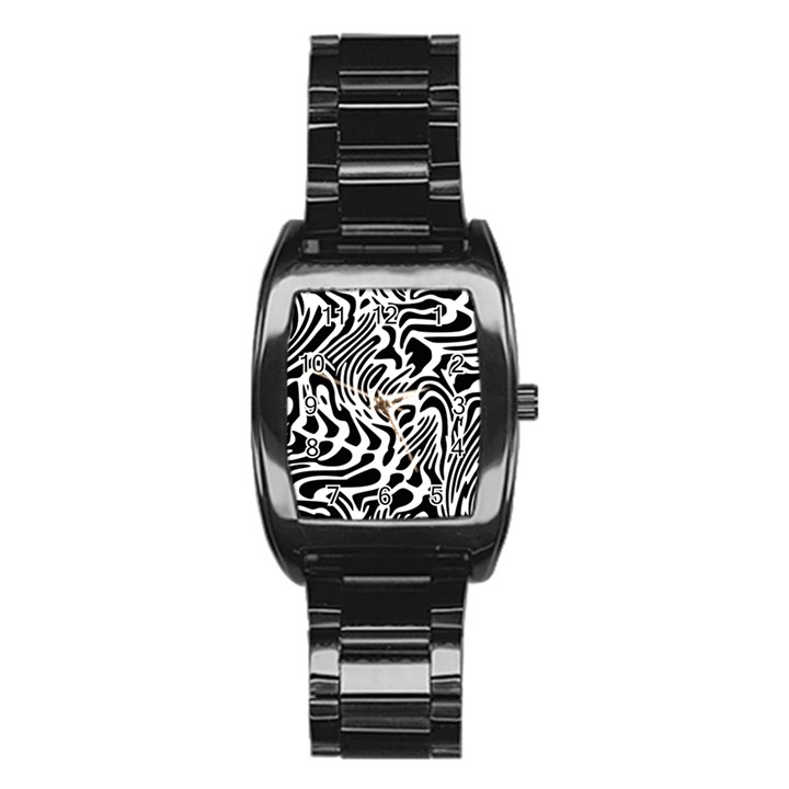 Psychedelic Zebra Black White Line Stainless Steel Barrel Watch