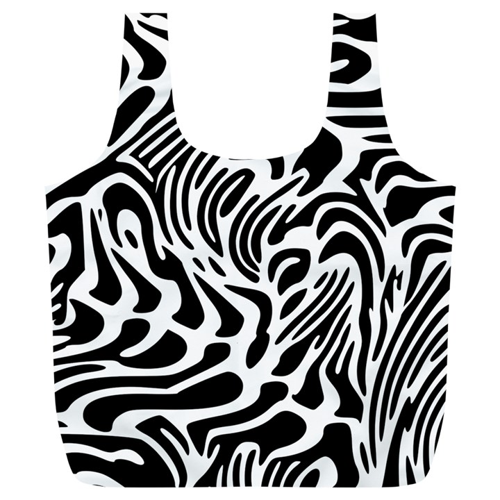 Psychedelic Zebra Black White Line Full Print Recycle Bags (L) 