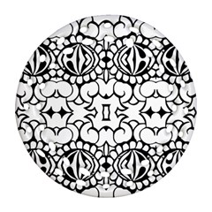 Psychedelic Pattern Flower Crown Black Flower Round Filigree Ornament (two Sides)