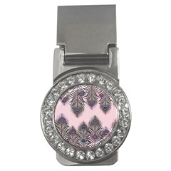 Peacock Feather Pattern Pink Love Heart Money Clips (cz)  by Mariart