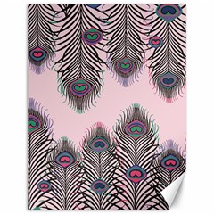 Peacock Feather Pattern Pink Love Heart Canvas 12  X 16   by Mariart