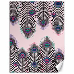 Peacock Feather Pattern Pink Love Heart Canvas 18  X 24   by Mariart