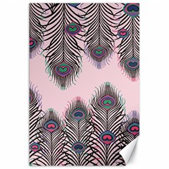 Peacock Feather Pattern Pink Love Heart Canvas 20  X 30   by Mariart