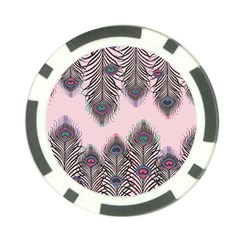 Peacock Feather Pattern Pink Love Heart Poker Chip Card Guard (10 Pack)