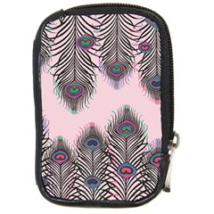 Peacock Feather Pattern Pink Love Heart Compact Camera Cases by Mariart