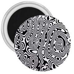Psychedelic Zebra Black White 3  Magnets