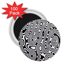 Psychedelic Zebra Black White 2 25  Magnets (100 Pack)  by Mariart