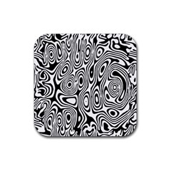 Psychedelic Zebra Black White Rubber Coaster (square) 