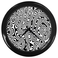 Psychedelic Zebra Black White Wall Clocks (black) by Mariart