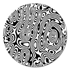 Psychedelic Zebra Black White Magnet 5  (round) by Mariart