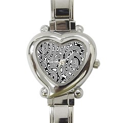 Psychedelic Zebra Black White Heart Italian Charm Watch by Mariart